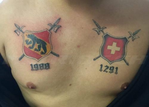 #tattoo #tattoos #bern #schweizerkreuz #schild #hellebarden #1291
