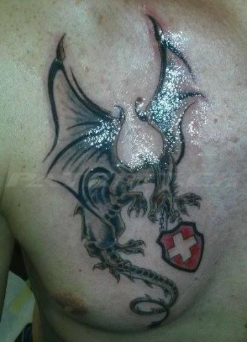 #tattoo #tattoos #drachen #schild #schweizerkreuz